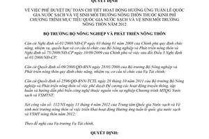 Quyết định 538/QĐ-BNN-TC hưởng ứng tuần lễ quốc gia nước sạch vệ sinh môi