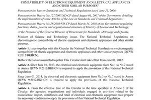 Circular No. 11/2012/TT-BKHCN issuing "national technical regulation on electrom