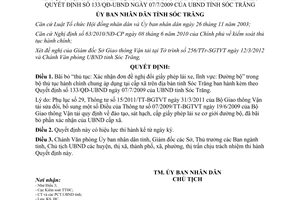 Quyết định 59/QĐ-UBND năm 2012 bãi bỏ thủ tục hành chính cấp xã Sóc Trăng