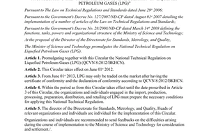 Circular No. 10/2012/TT-BKHCN promulgating the National Technical Regulation