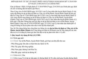 Thông báo 2383/TB-SXD-VP mời gọi đầu tư dự án phát triển nhà ở theo Nghị định 71