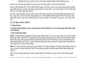 Hướng dẫn 559/HD-SNV 2012 quy trình thủ tục hồ sơ thẩm quyền quản lý công viên chức Đồng Nai