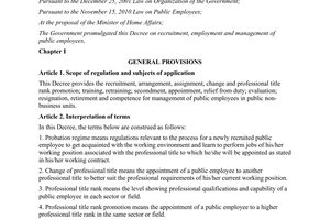 Decree No. 29/2012/ND-CP on recruitment, employment and management of public