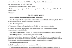 Decree No. 30/2012/ND-CP on the organization and operation of social funds
