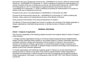 Circular No. 60/2012/TT-BTC guiding the executing of tax liability applicable