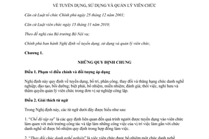 Nghị định 29/2012/NĐ-CP tuyển dụng, sử dụng và quản lý viên chức
