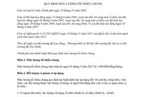 Nghị định 31/2012/NĐ-CP mức lương tối thiểu chung