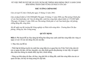 Quyết định 430/QĐ-TTg Xây dựng hệ thống báo động trực canh cảnh báo sóng thần