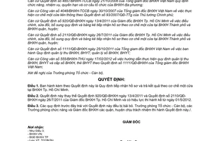 Quyết định 1251/QĐ-BHXH  tiếp nhận hồ sơ và trả kết quả