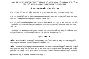 Quyết định 678/QĐ-UBND năm 2012 Quy chế hoạt động Hội đồng giáo dục pháp luật Bến Tre