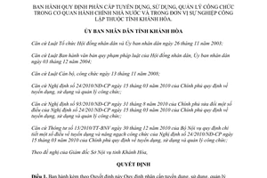 Quyết định 15/2012/QĐ-UBND phân cấp tuyển, sử dụng, quản lý công chức