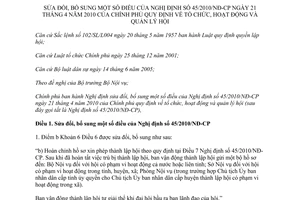 Nghị định 33/2012/NĐ-CP sửa đổi Nghị định 45/2010/NĐ-CP