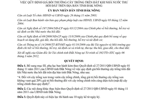 Quyết định 06/2012/QĐ-UBND bổ sung mục III, Phụ lục Quyết định 27/2011/QĐ-UBND