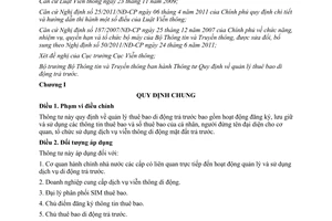 Thông tư 04/2012/TT-BTTTT quản lý thuê bao di động trả trước