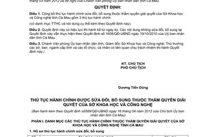 Quyết định 589/QĐ-UBND công bố thủ tục hành chính sửa đổi