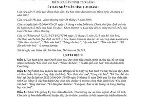 Quyết định 505/2012/QĐ-UBND Gia đình văn hóa - Xóm văn hóa - Tổ dân phố văn hóa