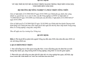 Quyết định 824/QĐ-BNN-TT Đề án phát triển ngành Trồng trọt đến 2020