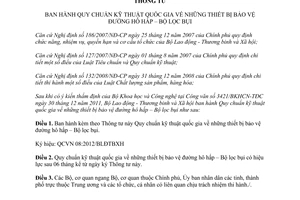 Thông tư 07/2012/TT-BLĐTBXH thiết bị bảo vệ đường hô hấp Bộ lọc bụi