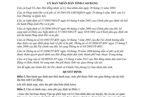 Quyết định 496/QĐ-UBND năm 2012 mức phí thuộc lĩnh vực giao thông vận tải