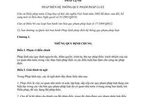 Pháp lệnh pháp điển hệ thống quy phạm pháp luật 2012