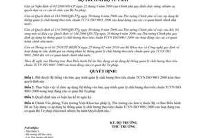 Quyết định 634/QĐ-BTP áp dụng hệ thống quản lý chất lượng