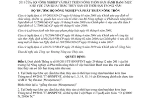 Quyết định 835/QĐ-BNN-TCTS đính chính Thông tư 89/2011/TT-BNNPTNT
