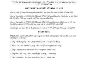 Quyết định 585/QĐ-UBND 2012 kiện toàn Hội đồng phổ biến pháp luật Hà Nam