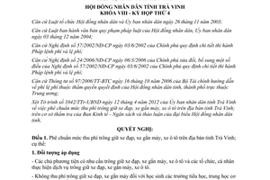 Nghị quyết 06/2012/NQ-HĐND phê chuẩn mức thu phí trông giữ xe đạp gắn máy ô tô