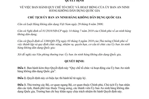 Quyết định 42/QĐ-UBANHK Quy chế tổ chức và hoạt động Ủy ban An ninh hàng không