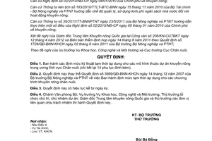 Quyết định 850/QĐ-BNN-KHCN định mức kỹ thuật dự án khuyến nông trung ương