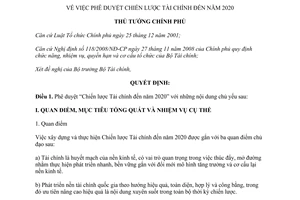 Quyết định 450/QĐ-TTg  phê duyệt Chiến lược Tài chính đến năm 2020
