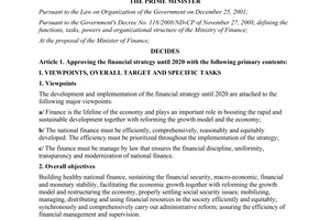 Decision No. 450/QD-TTg approving the financial strategy until 2020