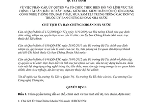 Quyết định 366/QĐ-UBCK phân cấp ủy quyền tổ chức thực hiện lĩnh vực tài chính