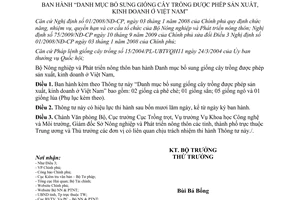 Thông tư 17/2012/TT-BNNPTNT Danh mục bổ sung giống cây trồng được phép sản xuất