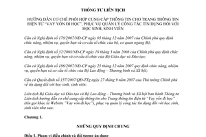 Thông tư liên tịch 14/2012/TTLT-BGDĐT-BLĐTBXH Hướng dẫn cơ chế phối hợp cung cấp