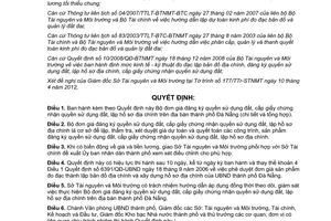 Quyết định 18/2012/QĐ-UBND bộ đơn giá đăng ký quyền sử dụng đất