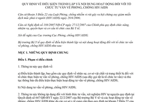 Thông tư 06/2012/TT-BYT tổ chức tư vấn về phòng, chống HIV/AIDS