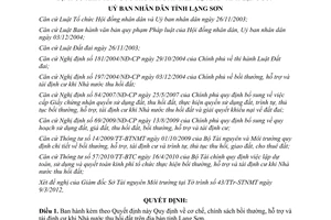 Quyết định 09/2012/QĐ-UBND Quy định cơ chế, chính sách bồi thường, hỗ trợ