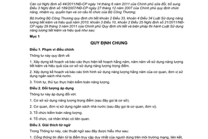 Thông tư 09/2012/TT-BCT  kế hoạch sử dụng năng lượng tiết kiệm và hiệu quả