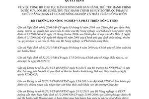 Quyết định 876/QĐ-BNN-TCTS năm 2012 công bố thủ tục hành chính của Bộ NN