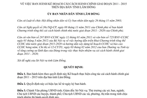 Quyết định 920/QĐ-UBND ngày 23/4/2012 cải cách hành chính giai đoạn 2011-2015 tỉnh Lâm Đồng