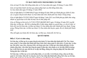 Quyết định 10/2012/QĐ-UBND chức năng biên chế của Sở Giáo dục Cần Thơ