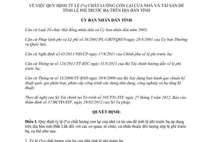 Quyết định 10/2012/QĐ-UBND  tỷ lệ (%) chất lượng còn lại của nhà và tài sản