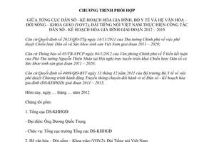 Chương trình 12/CTPH-TCDS phối hợp giữa Tổng cục Dân số - Kế hoạch hóa gia đình