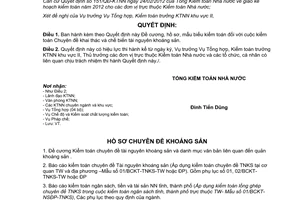 Quyết định 719/QĐ-KTNN kiểm toán Chuyên đề khai thác và chế biến tài nguyên khoá