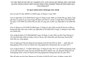 Quyết định 925/QĐ-UBND năm 2012 phê duyệt Đề án Nghiên cứu xây dựng hệ thống