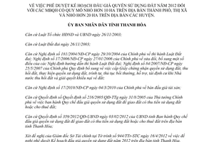 Quyết định 1157/2012/QĐ-UBND  Kế hoạch đấu giá quyền sử dụng đất