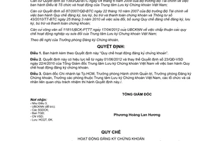 Quyết định 36/QĐ-VSD năm 2012 Quy chế hoạt động đăng ký chứng khoán