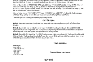 Quyết định 37/QĐ-VSD năm 2012 thực hiện quyền cho người sở hữu chứng khoán