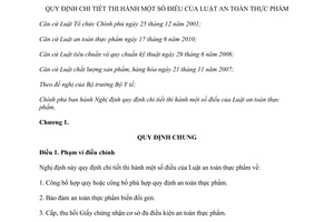 Nghị định 38/2012/NĐ-CP hướng dẫn Luật an toàn thực phẩm